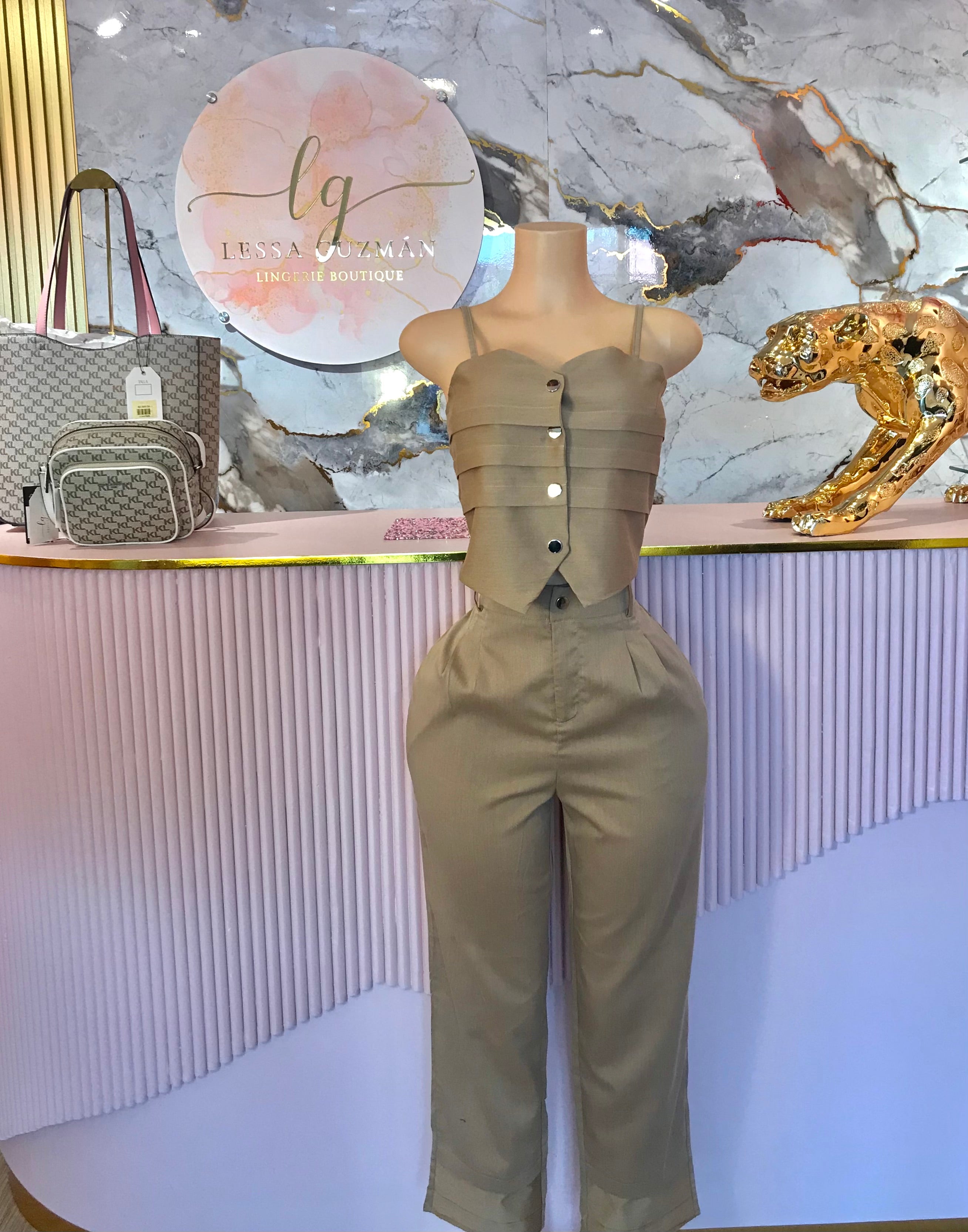 Set Blusa con Tablones y Pantalón