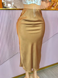 Falda satín dorada