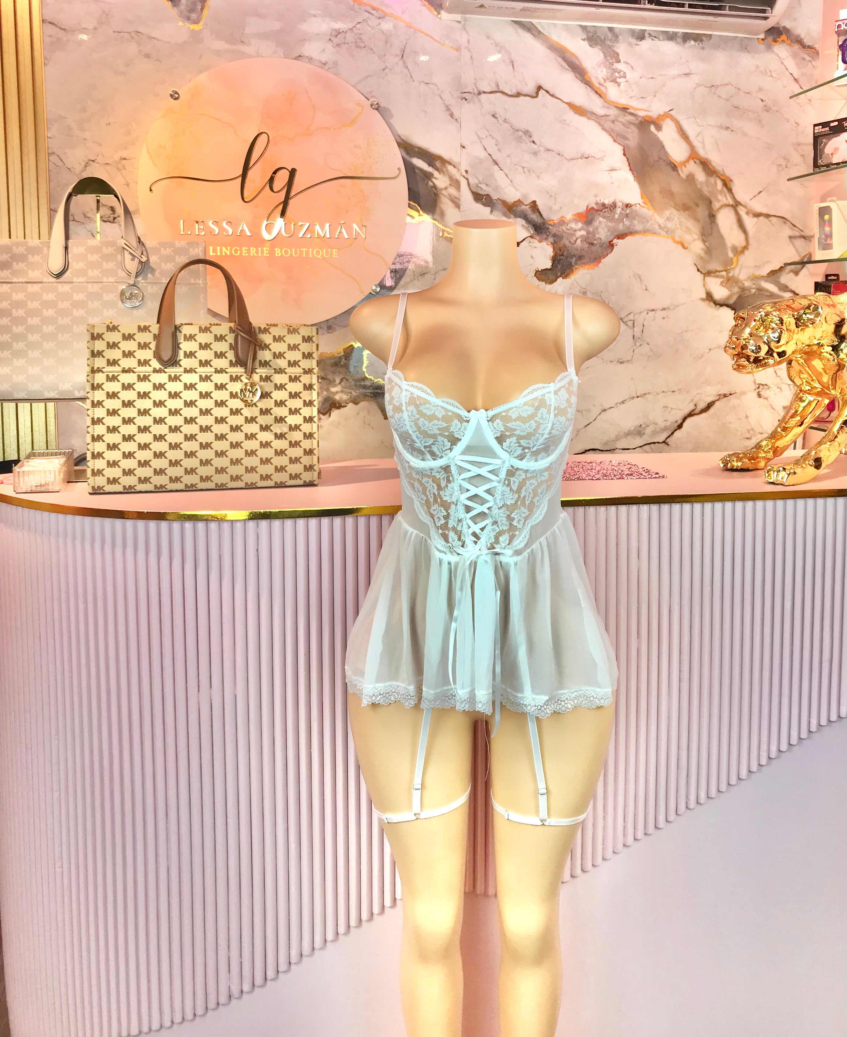 002 Lencería vestido corset blanco