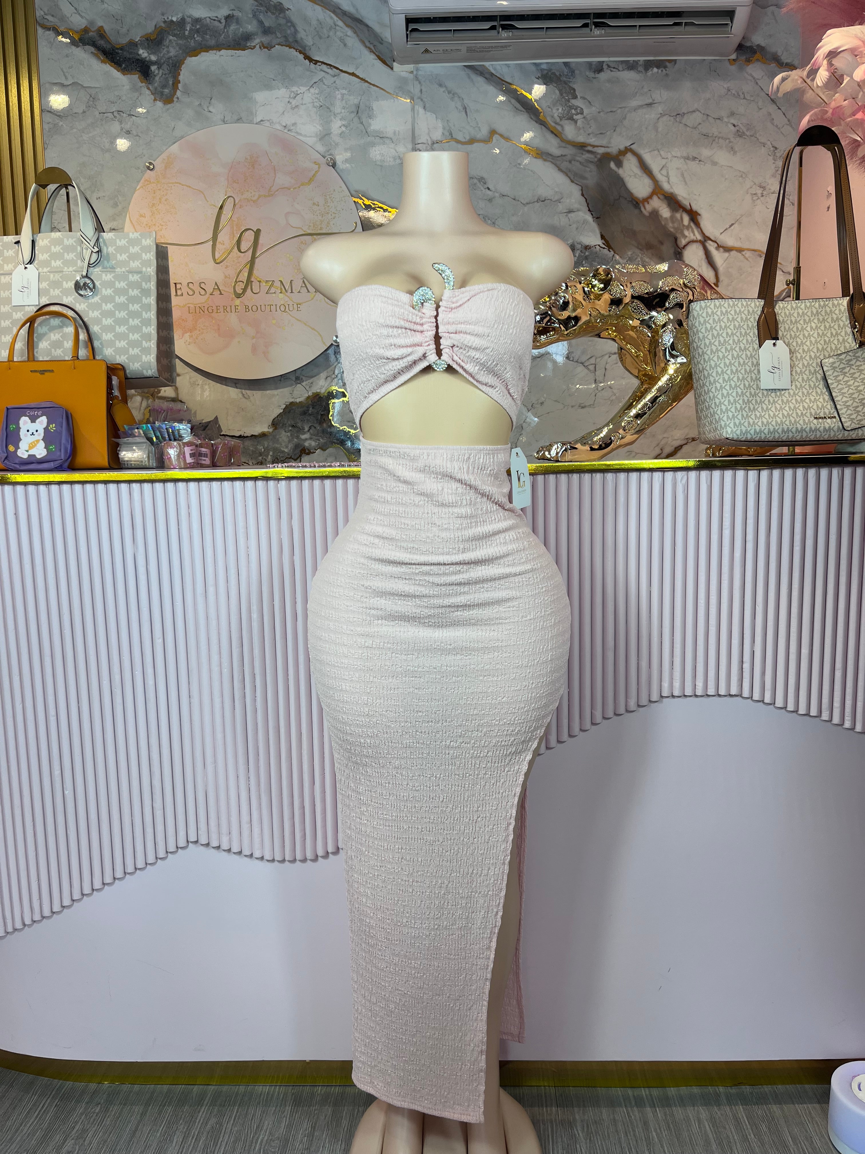 Vestido rosa pastel
