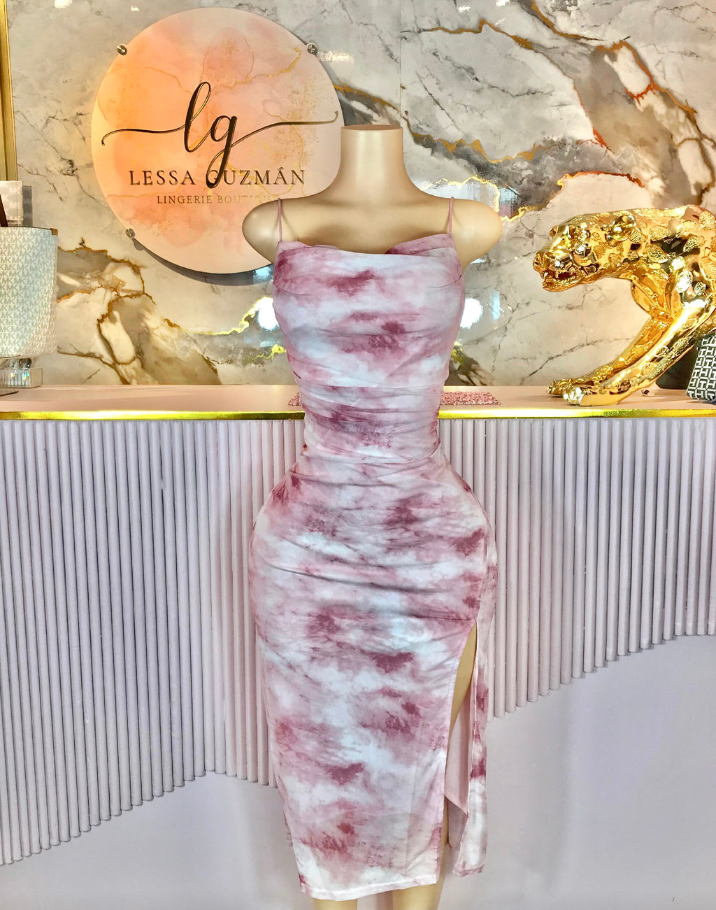 Vestido estampado rosa