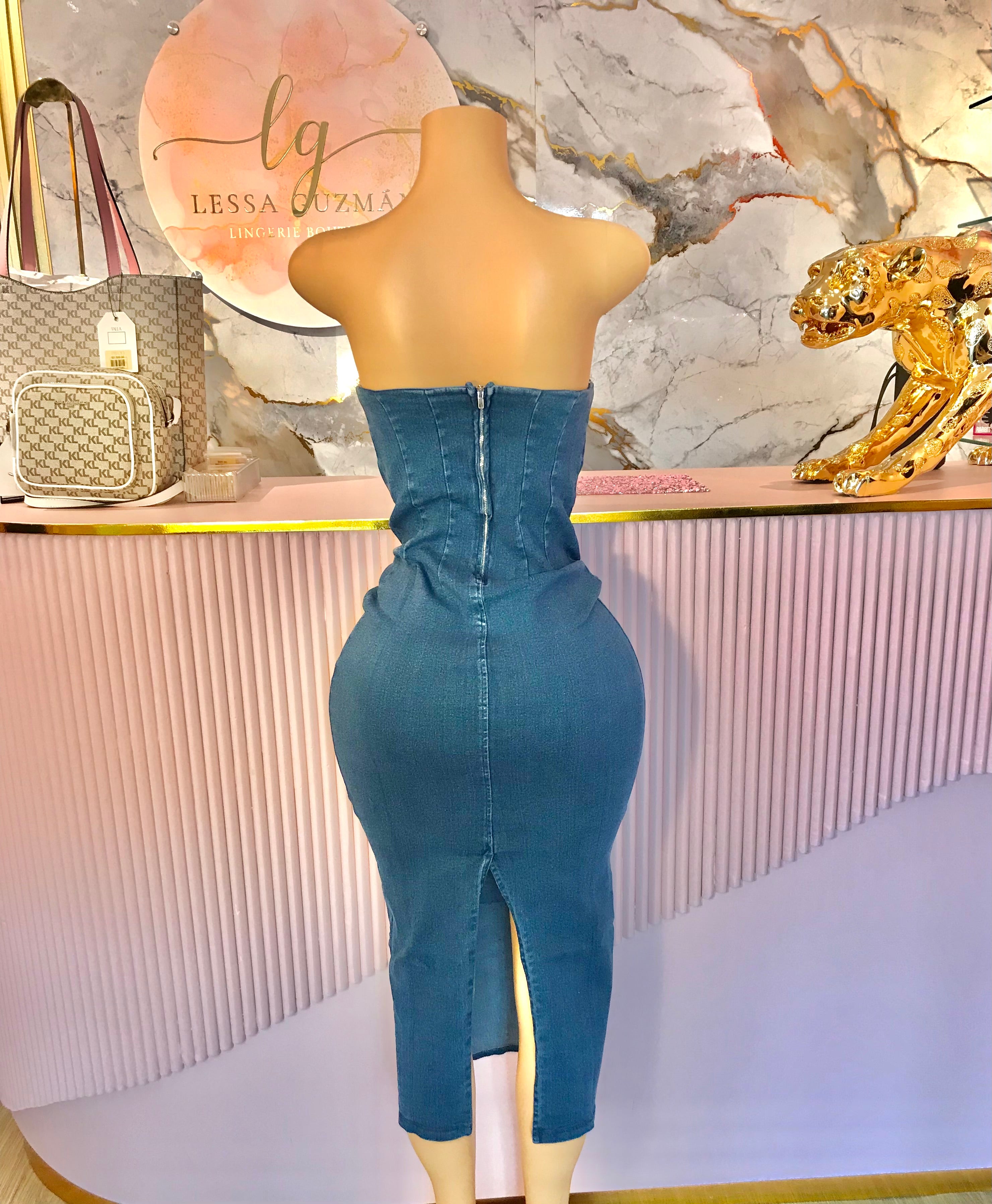 Vestido estraple mezclilla