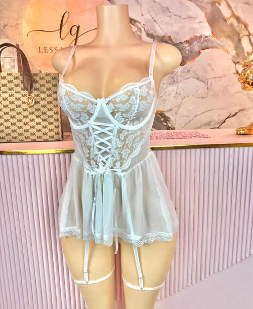 002 Lencería vestido corset blanco