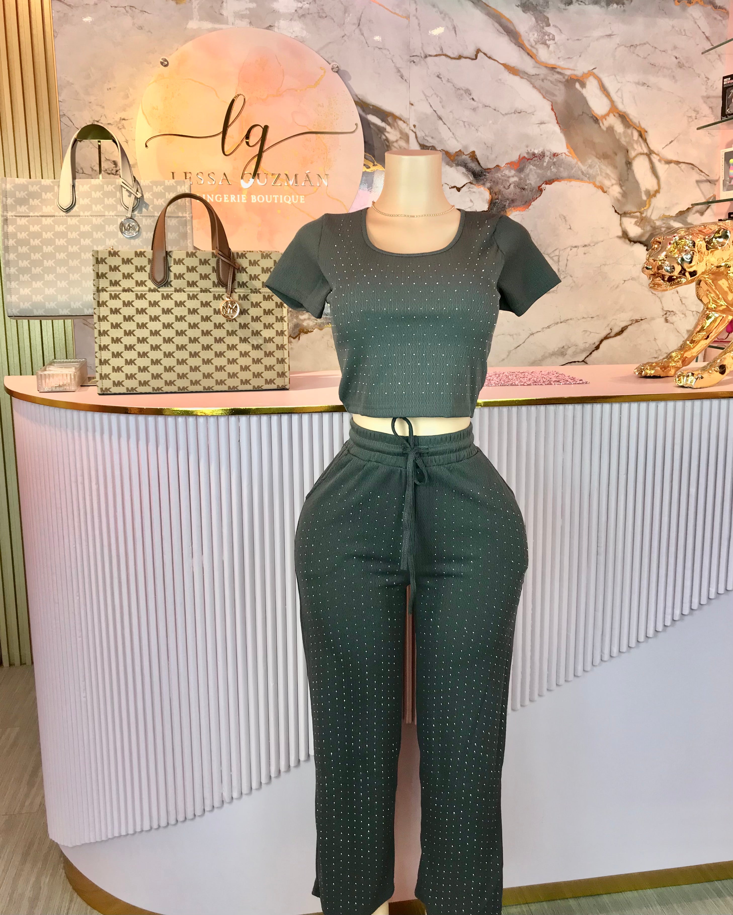 Conjunto Blusa y Pantalón con Brillos