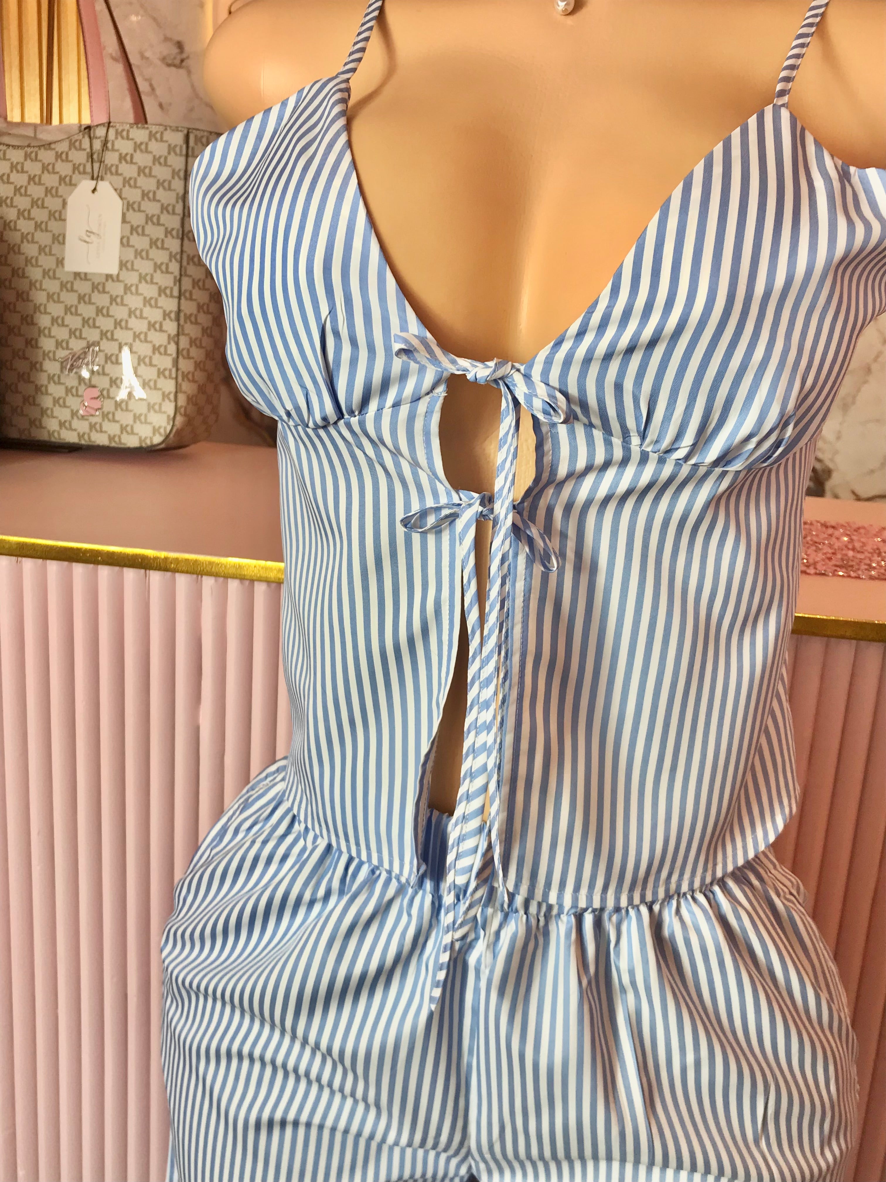 Conjunto de Rayas Celeste