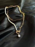 Collar Mitad Perlas y Mitad Cadena