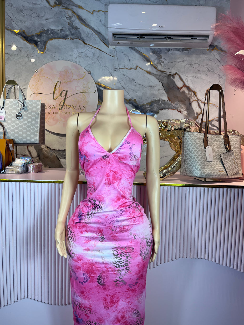 Vestido rosa estampado